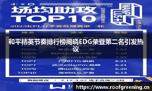 和平精英节奏排行榜揭晓EDG荣登第二名引发热议